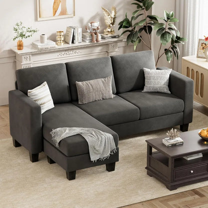 Convertible Sectional Sofa Couch, 3 Seat L-Shaped Sofa with Linen Fabric,  Living Room and Office  living room furniture  couch