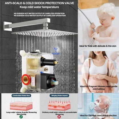 EMBATHER Shower System with Tub Spout,10 Inches Tub Shower Faucet Set For Bathroom,High Pressure Rain Shower with Handheld Spray