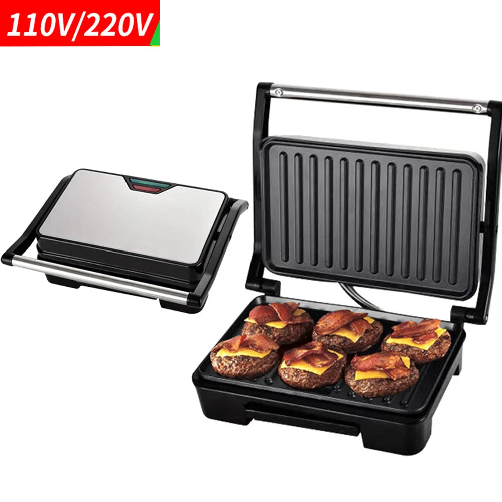 750W Home Small Roast Steak Machine Hamburger Electric Waffle Sandwich Maker Non Stick Surface Grill Toaster Breakfast Machine