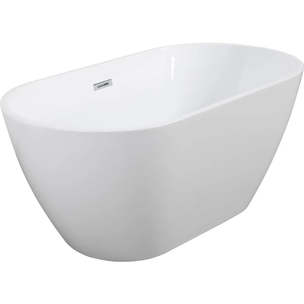 reestanding Bathtub Contemporary Soaking with Chrome Overflow and Drain, Stylish Modeling Design Comfortable Soaking Experience