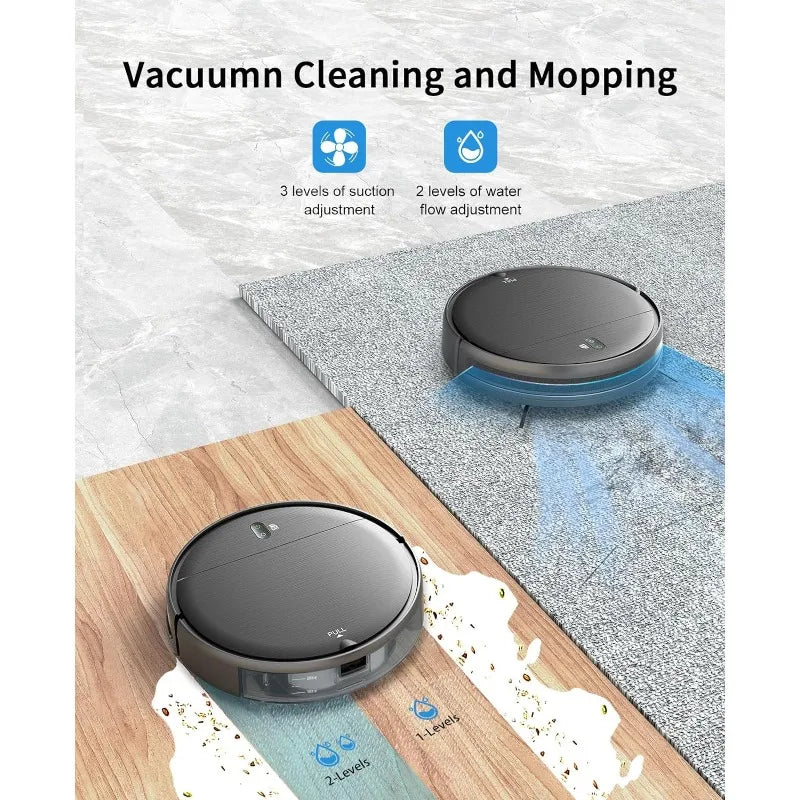 Robot Vacuum and Mop Combo, 2 in 1 Mopping Robot Vacuum Cleaner with Schedule, Wi-Fi/App/Alexa, 1400Pa Max Suction,