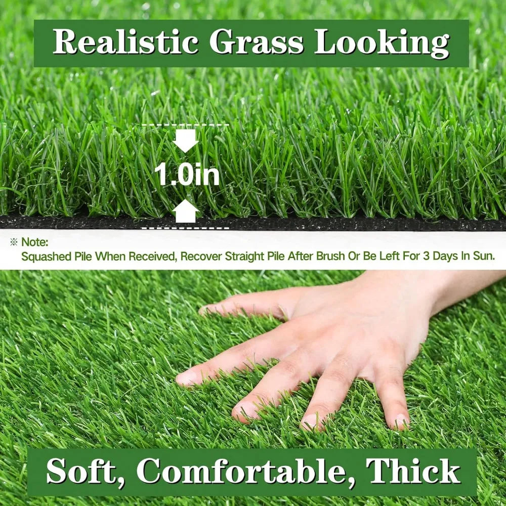 Artificial Grass Turf Lawn 5' x 8' Outdoor Rug, Large Realistic Turf for Garden, Yard, Home Landscape, Playground, Dogs Syntheti