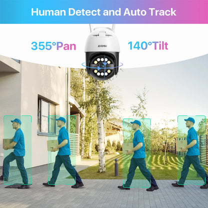 ZOSI C296 5MP/8MP PTZ WiFi Camera Person Vehicle Package Detect Wireless CCTV Video Surveillance Camera Home Security Protection