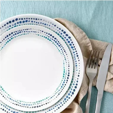 NewCorelle 16pc Vitrelle Ocean Blues Dinnerware Set