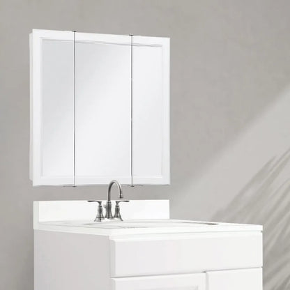 Mirror Cabinet, Durable White Assembly Frame, Bathroom Wall Cabinet with Mirrored Doors, 36" – 4.75" x 36" x 30", White