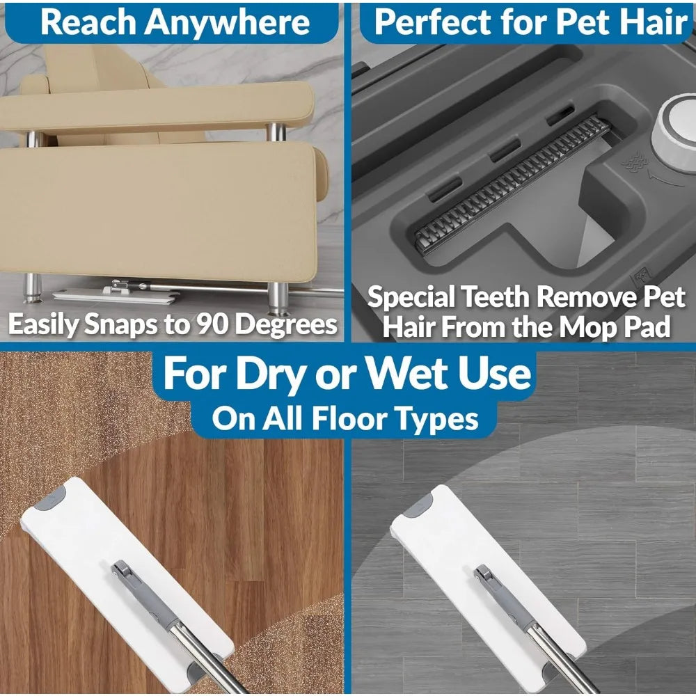 X3 Mop, Separates Dirty and Clean Water, 3-Chamber Design, Flat Mop and Bucket Set, Hands Free Home Floor Cleaning