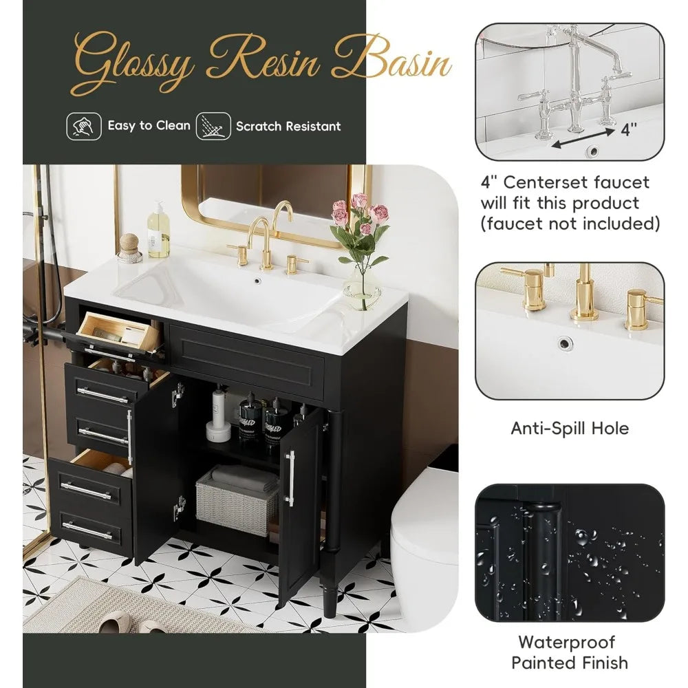 Bathroom Vanity with Sink, Free Standing Single Basin Vanity Set with A Tip-Out Drawer, Cabinet with  Basin for Bathroom