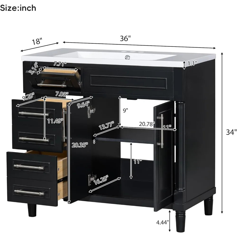 Bathroom Vanity with Sink, Free Standing Single Basin Vanity Set with A Tip-Out Drawer, Cabinet with  Basin for Bathroom