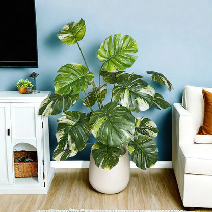 100CM Monstera Plant Plastic Leaf Fake Plant Potted Ornamental Indoor Artificial Plant With Black Pot For Home Decor Office