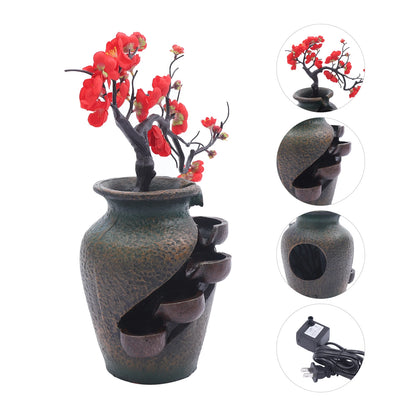 15.7" Vase Craft Indoor Tabletop Fountain, Desktop Flowing Water Waterfall for Company Home Room Flower Vase Decorations