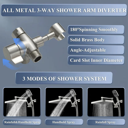 shower head，14 Inch Shower Head With Handheld, High-Pressure Rain/Rainfall Shower Heads With 3+1 Settings Handheld Spray,