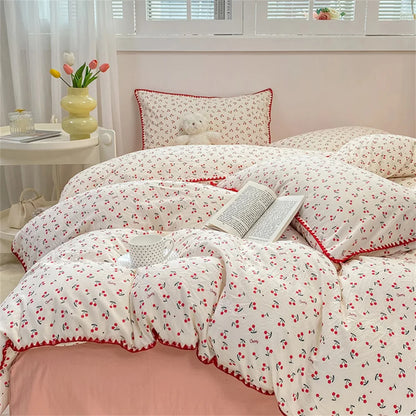 Red Cherry Lovely Bedding Set for Twin Full Queen Size Bed