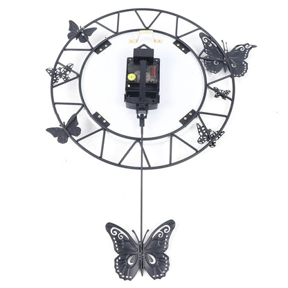 20inch Large Round Butterfly Wall-mounted Clock Creative Iron Craft  Modern Quartz Clock Home Living Room Decor Silent Clock