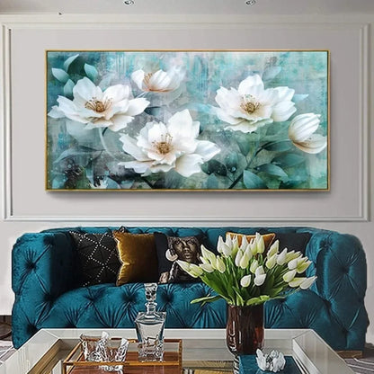 Framed Abstract Roses Wall Art for Living Room Grey Green Painting  Watercolor Paintings  Canvas Prints Decor Home