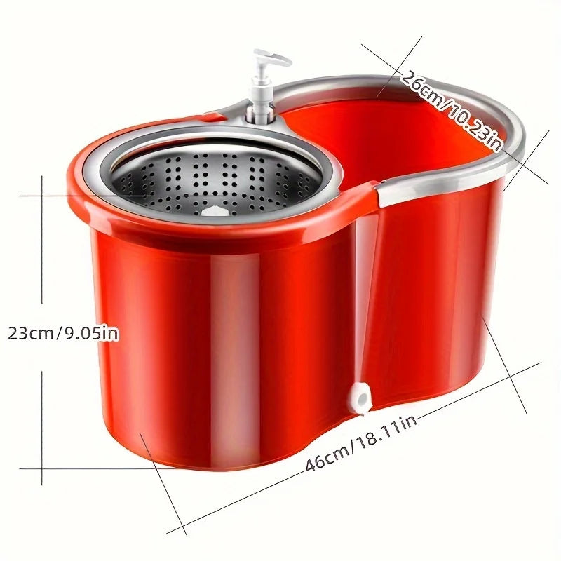 Household Stainless Steel Rod Spin Mop And Bucket Set With Total 3 Mop Heads, Household Rotating Floor Mop, Hands-free Wash Mop