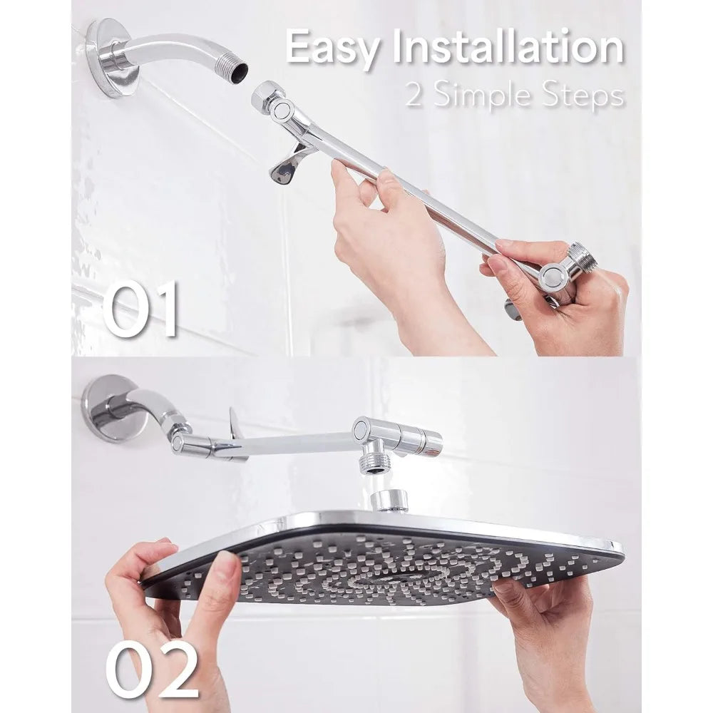 Rain Shower Head,12 Inch Large Rainfall Showerhead,,Adjustable High Pressure Waterfall Rain Fall Showerheads