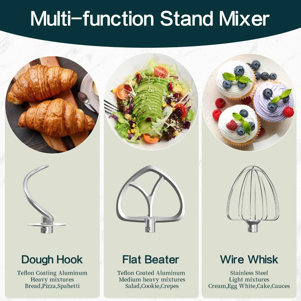 9.5 Qt. Stand Mixer, 660W 10-Speed Electric Kitchen Mixer with Flat Beaters, Wire Whip & Pouring Shield Attachments