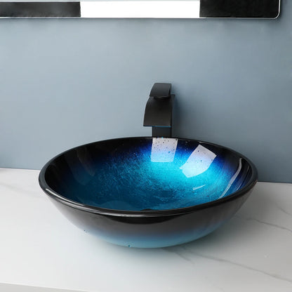 ZAPPO Blue Sinks Glass Vessel  for Bathroom Countertop