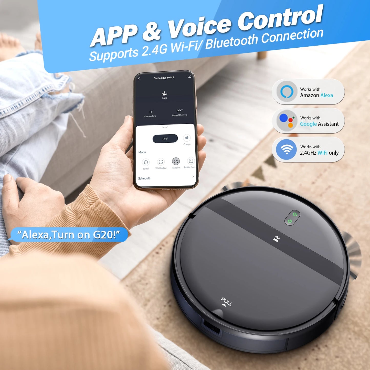 ZCWA Robot Vacuum Cleaner Auto Charging 6000Pa Power App Control Water Tank Wet Mopping Robot Vacuum Cleaner Electric Sweeper