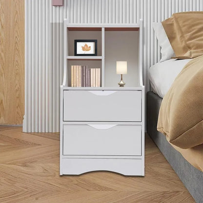 2-Drawer Bedroom Night Stand Bedside Table Furniture End Side Storage Desk White