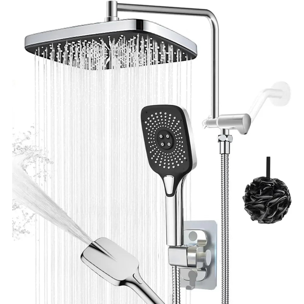 12 Inch Shower Head with Handheld Spray, 4 Sets of High-pressure Shower Heads with Handheld Spray