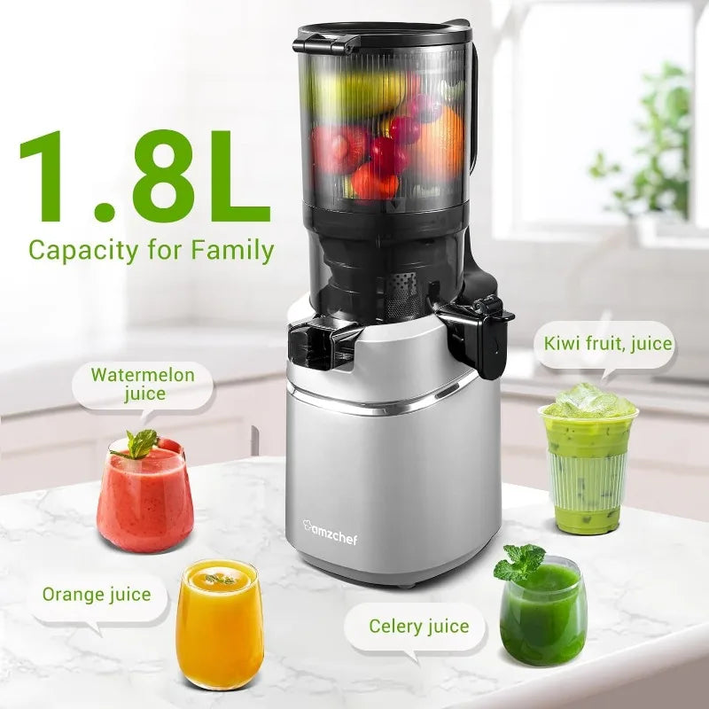 Juicer Machines Self-Feeding Masticating Juicer Fit Whole Fruits Vegetables Cold Press Electric Juicer Machines Portable Blender