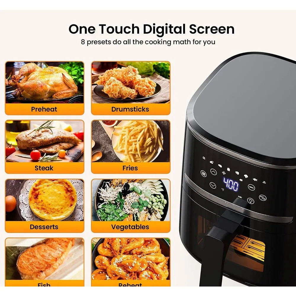 Air Fryer Oven 5 Qt Large Oil Free Touch Screen 1500W Mini  Combo with 7 Accessories, One-Touch Digital Controls