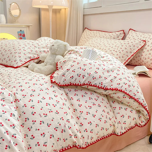 Red Cherry Lovely Bedding Set for Twin Full Queen Size Bed