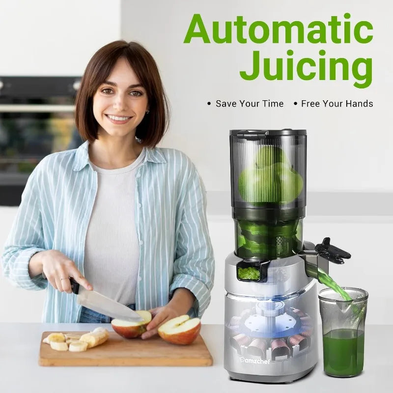 Juicer Machines Self-Feeding Masticating Juicer Fit Whole Fruits Vegetables Cold Press Electric Juicer Machines Portable Blender