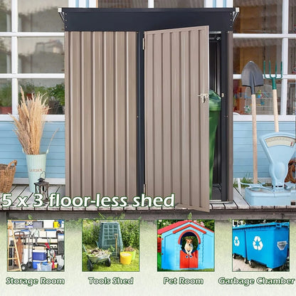 US Outdoor Metal Storage Shed w/Lockable Door for Backyard Garden tool shed