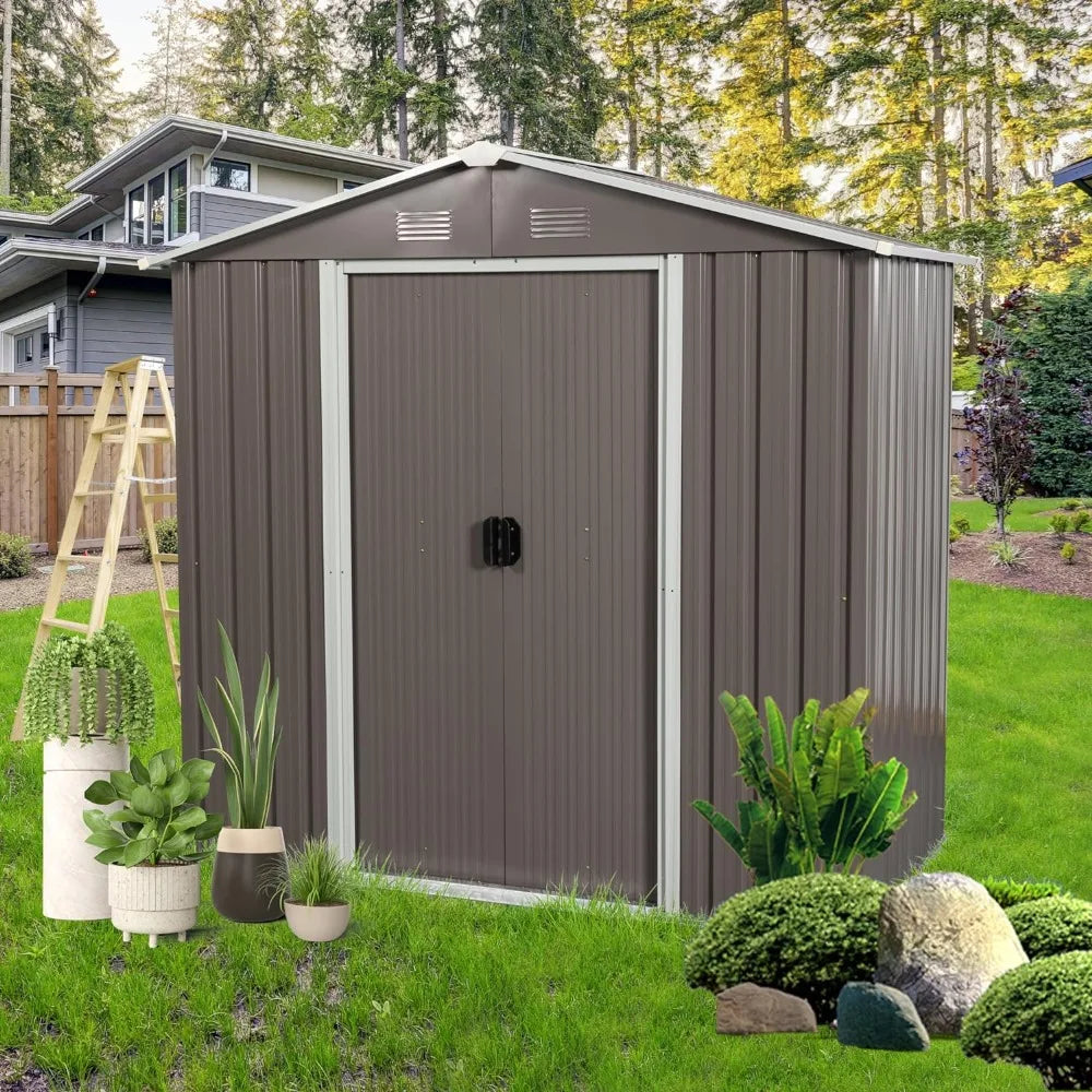 6ft X 4ft Outdoor Metal Shed Equipment Durable Weather Resistant Lean to Shed House Home Garden Accsesories Gardening Tools Tool