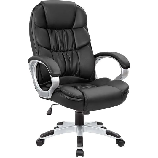 Office Chair High Back Computer Desk Chair, PU Leather Adjustable Height Modern Executive Swivel Task Chair with Padded