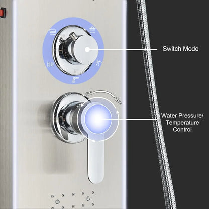 Shower Panel Tower System,LED Rainfall Waterfall Shower Head LED Large Area Massage Jets Tub Spout,Stainless Steel Bathroom