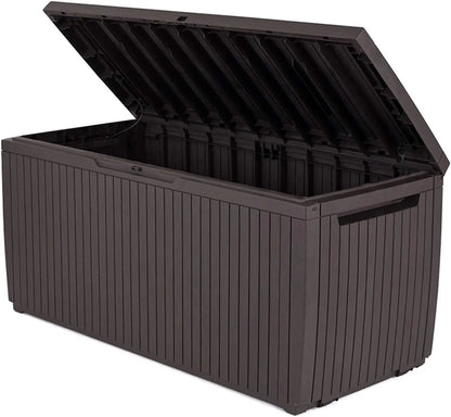 Springwood 80 Gallon Resin Outdoor Storage Box for Patio Furniture Cushions, Pool Toys,and Garden Tools with Handles,Brown