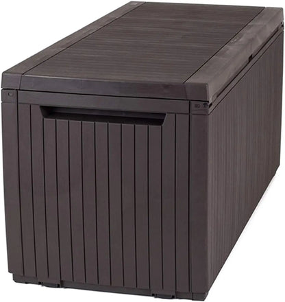 Springwood 80 Gallon Resin Outdoor Storage Box for Patio Furniture Cushions, Pool Toys,and Garden Tools with Handles,Brown