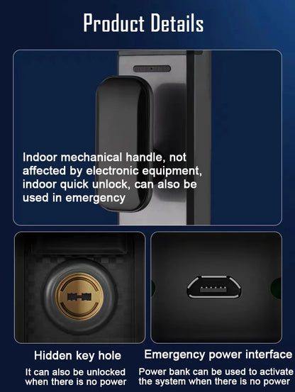 3D Face Recognition Unlock Digital Door Lock With Camera FIngerprint Password Unlock Keyless Electronic Door Lock