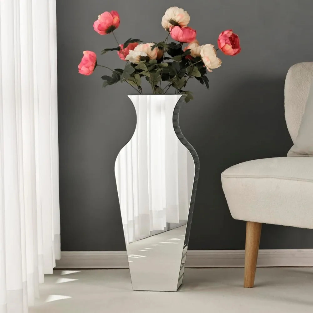 Silver Crystal Decorative Tall Vases for Floor Decor, Luxury Centerpiece for Home, Living