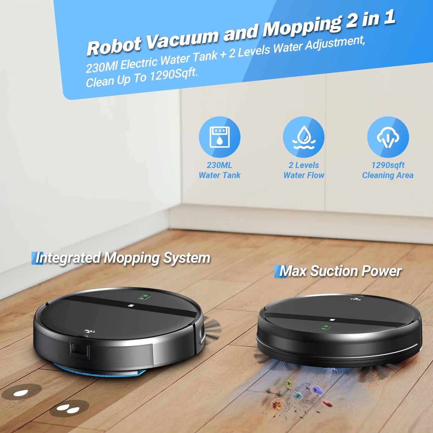 GOOVI G20 Robot Vacuum Cleaner 1400Pa Strong Suction 2500mAh Battery 3in1 Mopping Sweeping Suction Smart Home Support Wifi/alexa