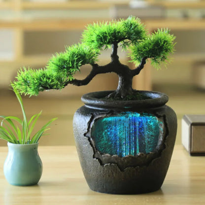 Indoor Water Waterfall Fountain Rock Feng Shui Decoration Desktop Desk Accessories Figurines Living Room Decoration