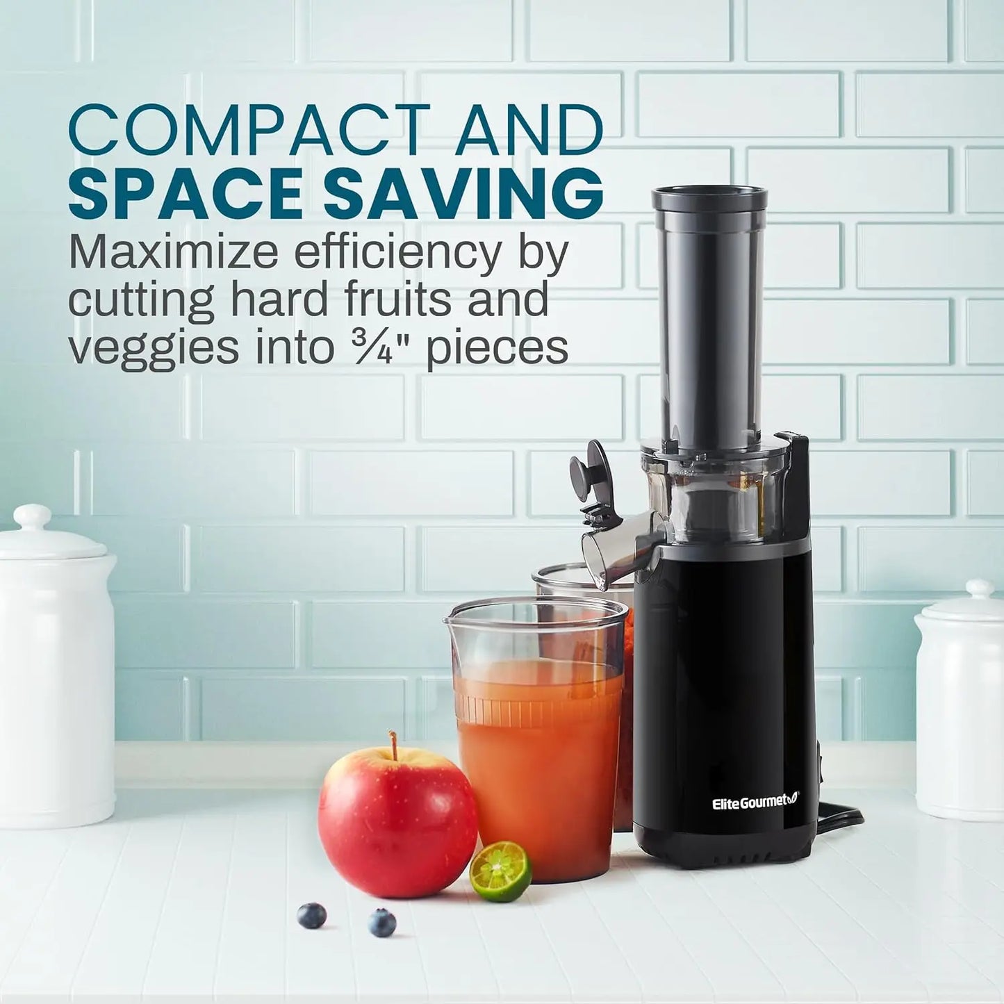 HAOYUNMA EJX600 Compact Small Space-Saving Masticating Slow Juicer, Cold Press Juice Extractor, Nutrient and Vitamin Dense