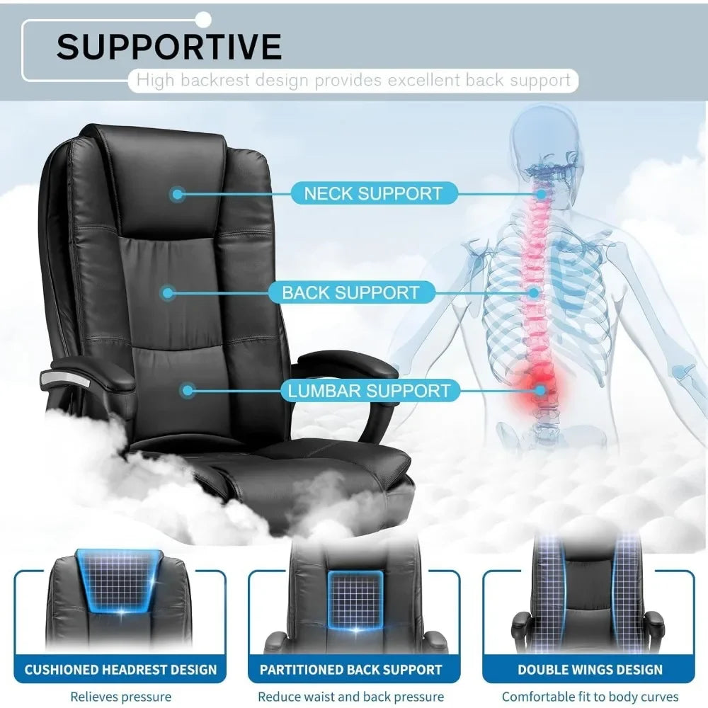 Office Chair, Executive Office Chair Height Adjustable PU Leather Computer Chair, High Back Home Office Desk Chairs