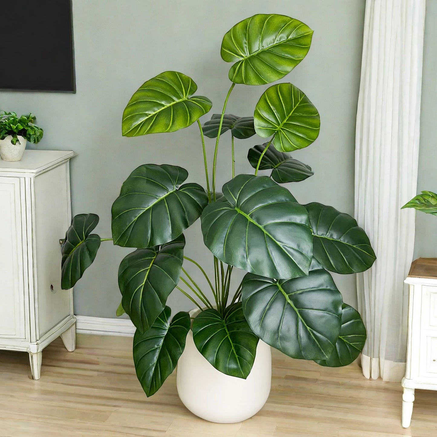 100CM Monstera Plant Plastic Leaf Fake Plant Potted Ornamental Indoor Artificial Plant With Black Pot For Home Decor Office