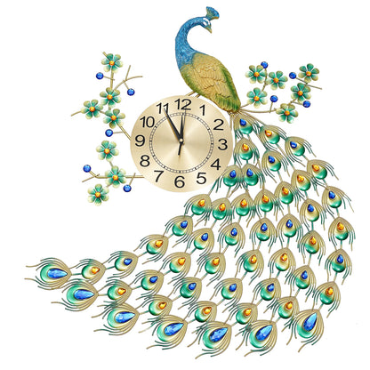 Exquisite Retro Decorations Peacock Wall Clock 75*65cm for Decorating Living Room and Dining Room Special Gift