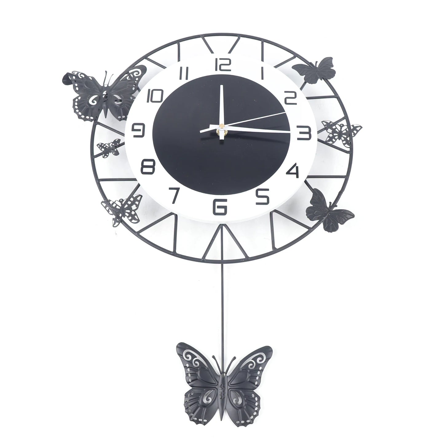 20inch Large Round Butterfly Wall-mounted Clock Creative Iron Craft  Modern Quartz Clock Home Living Room Decor Silent Clock