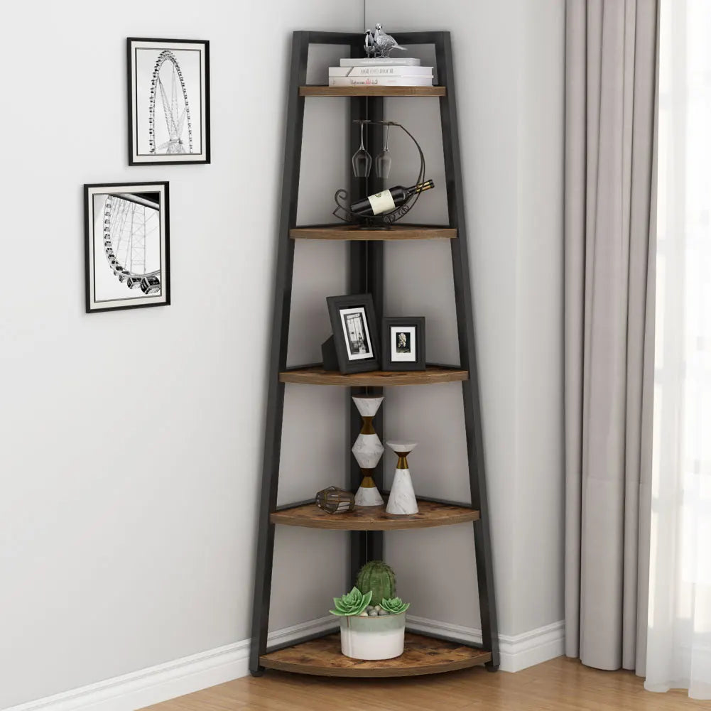 Tribesigns Bookcase Corner Book Shelf Rack Wood Bookshelf Storage Shelves