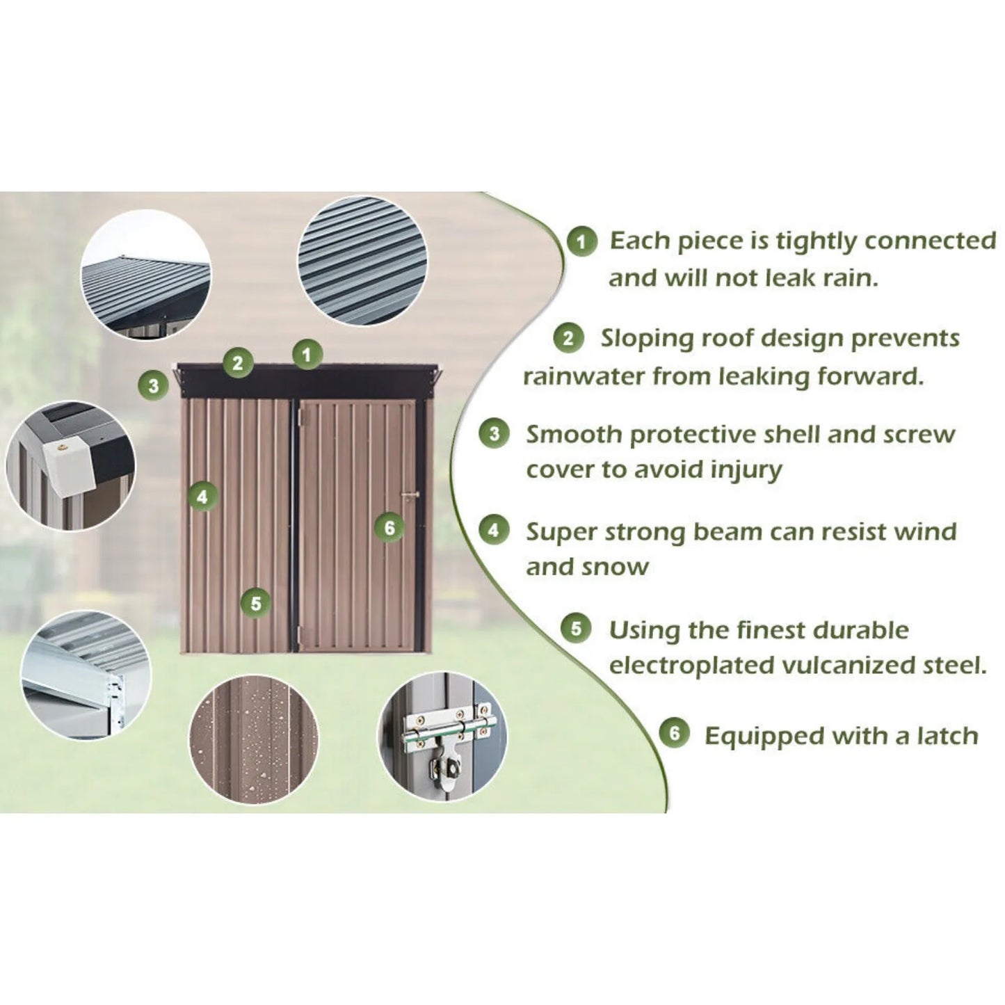 US Outdoor Metal Storage Shed w/Lockable Door for Backyard Garden tool shed