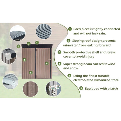 US Outdoor Metal Storage Shed w/Lockable Door for Backyard Garden tool shed