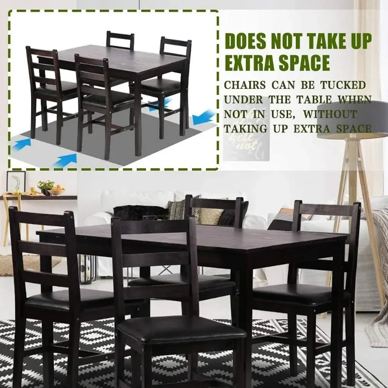 FDW Kitchen Table and Chairs for 4 Dining Room Table Set,Wood Elegant Kitchen Sets for Small Space,Dark Brown