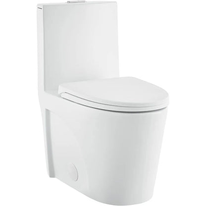 Swiss Madison SM-1T254 St. Tropez 1-Piece Toilet: Dual-Flush 1.1/1.6 GPF, Modern, 26.6x15x31", Matte White