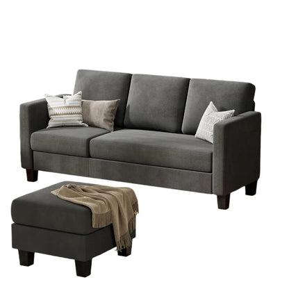 Convertible Sectional Sofa Couch, 3 Seat L-Shaped Sofa with Linen Fabric,  Living Room and Office  living room furniture  couch